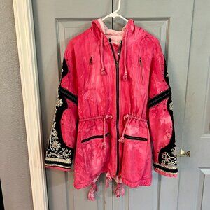 Embroidery Tie-Dyed Hooded Utility Jacket
